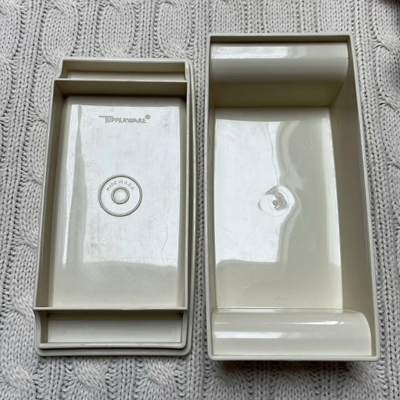 Vtg Tupperware 2 Stick Butter Holder w lid Almond/beige in color retro - Picture 6 of 7